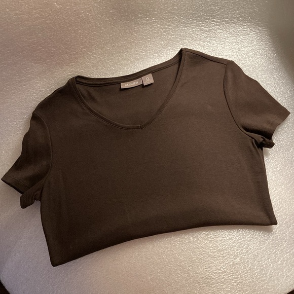 Chico’s Brown V-Neck Short Cap Sleeve Stretch T-Shirt - Chico’s Size 0 - Picture 8 of 15